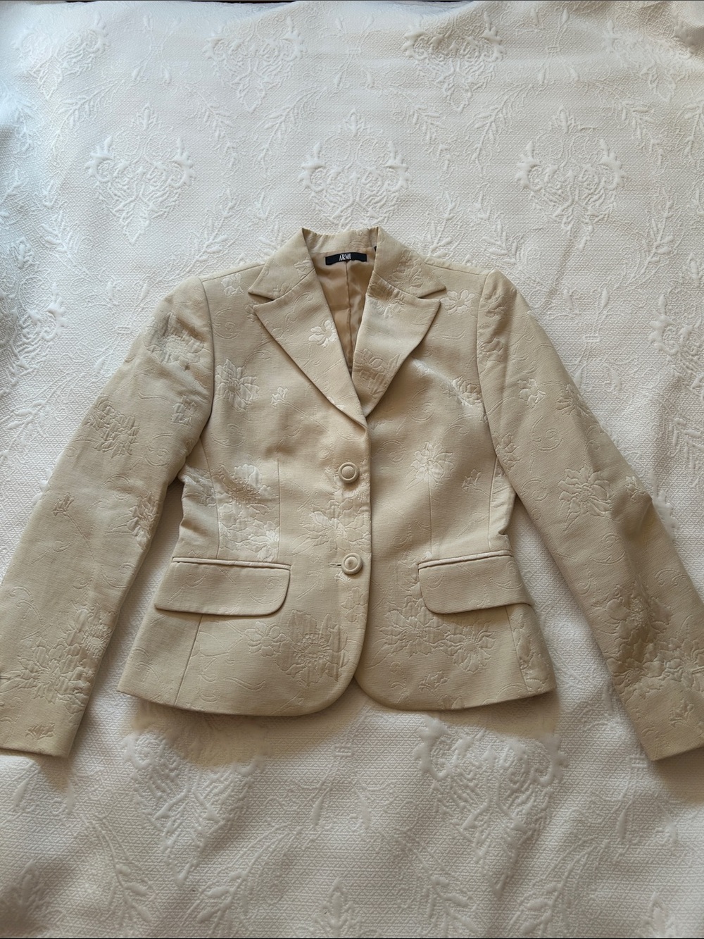 Tailored Cream Floral Jacquard Women's Blazer